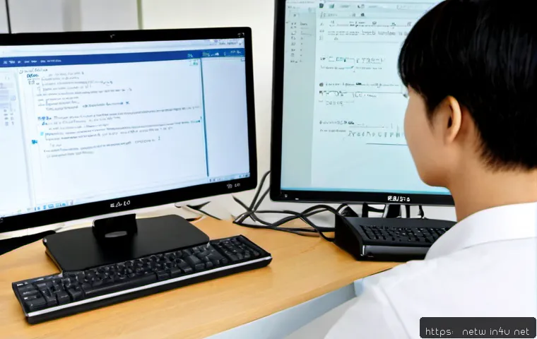 네트워크 실기 시험 대비 네트워크 해킹 방지 공부법 - Photorealistic cybersecurity study scene for a network practical exam, focused adult student at a cl...